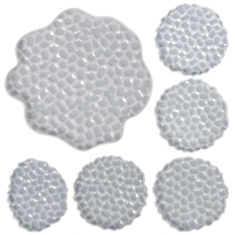 

28TF Diy Crystal Epoxy Irregular Diamonds Coaster Mirror Silicone Mold Dish Tray Mold for Casting with Resin Concrete Cement
