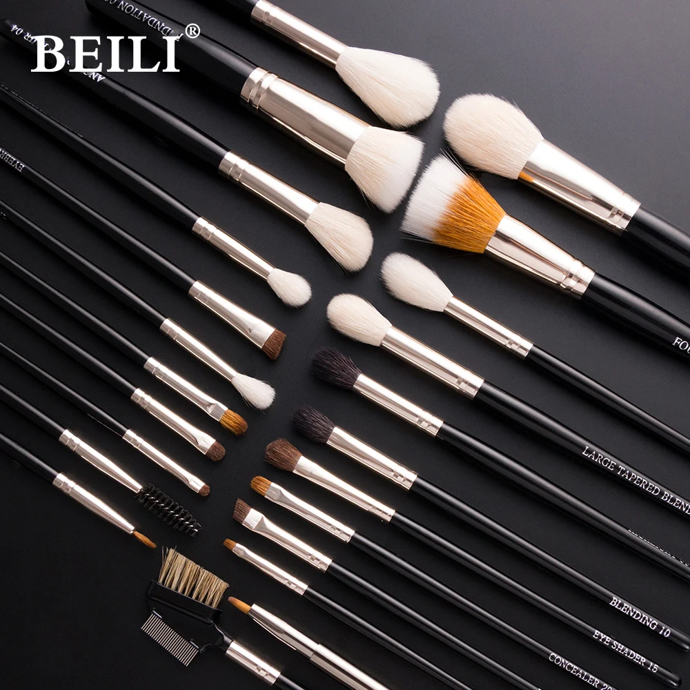 

BEILI Black 3-23 шт набор кистей для макияжа ласка козья пони Румяна Пудра основа для век Профессиональный набор кистей для макияжа