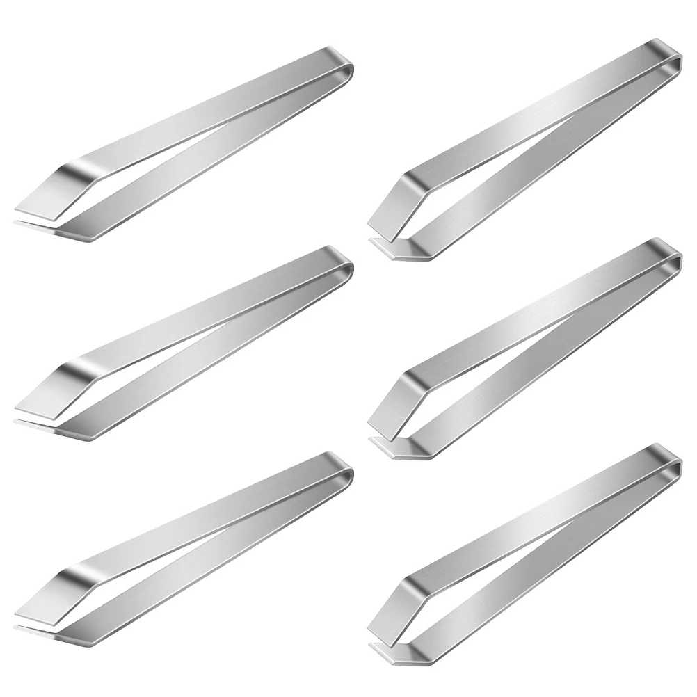 6Pcs Stainless Steel Fish Bone Tweezers Feather Removal Tweezers (Silver)