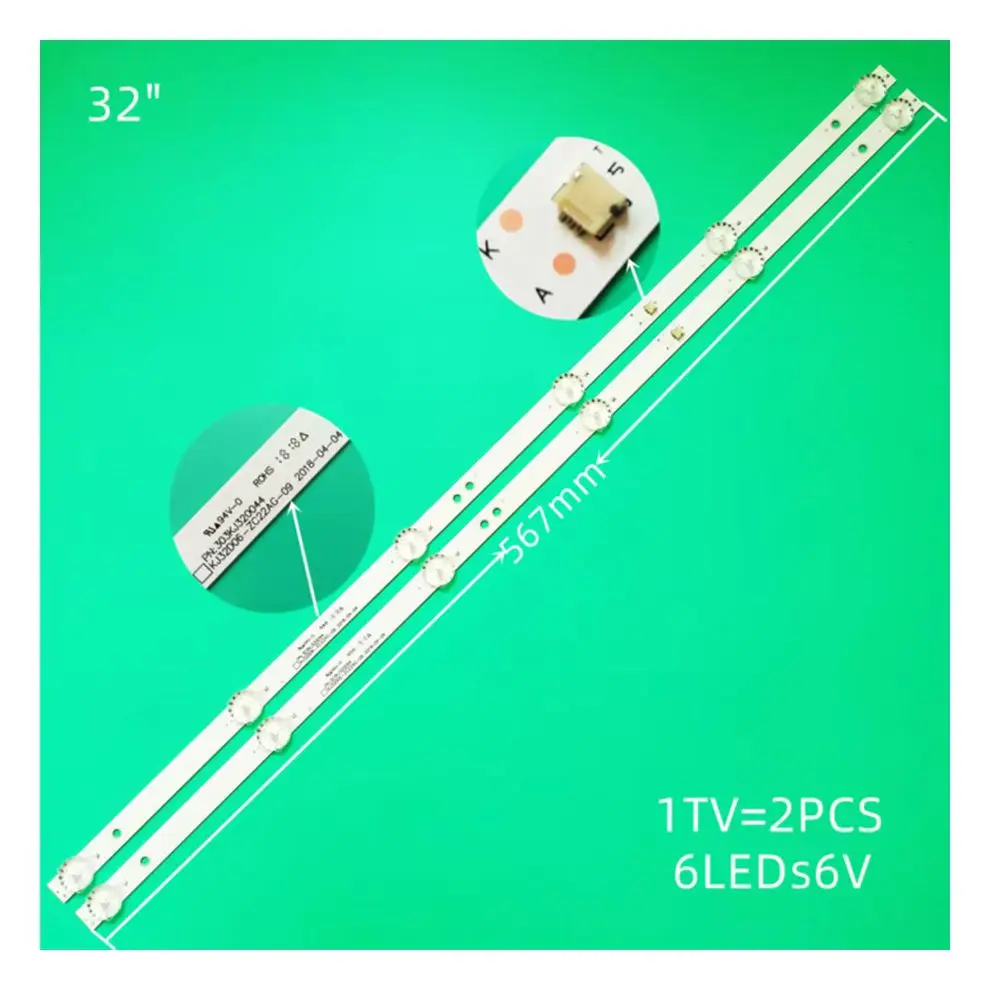 2 шт. светодиодная лента для 32LH0202 32HH1830 PK-32D16T KJ32D06-ZC22AG-20E 09 12 303KJ 320044 DLED32HD 2X6 HTV-32R01-T2C/A4/B