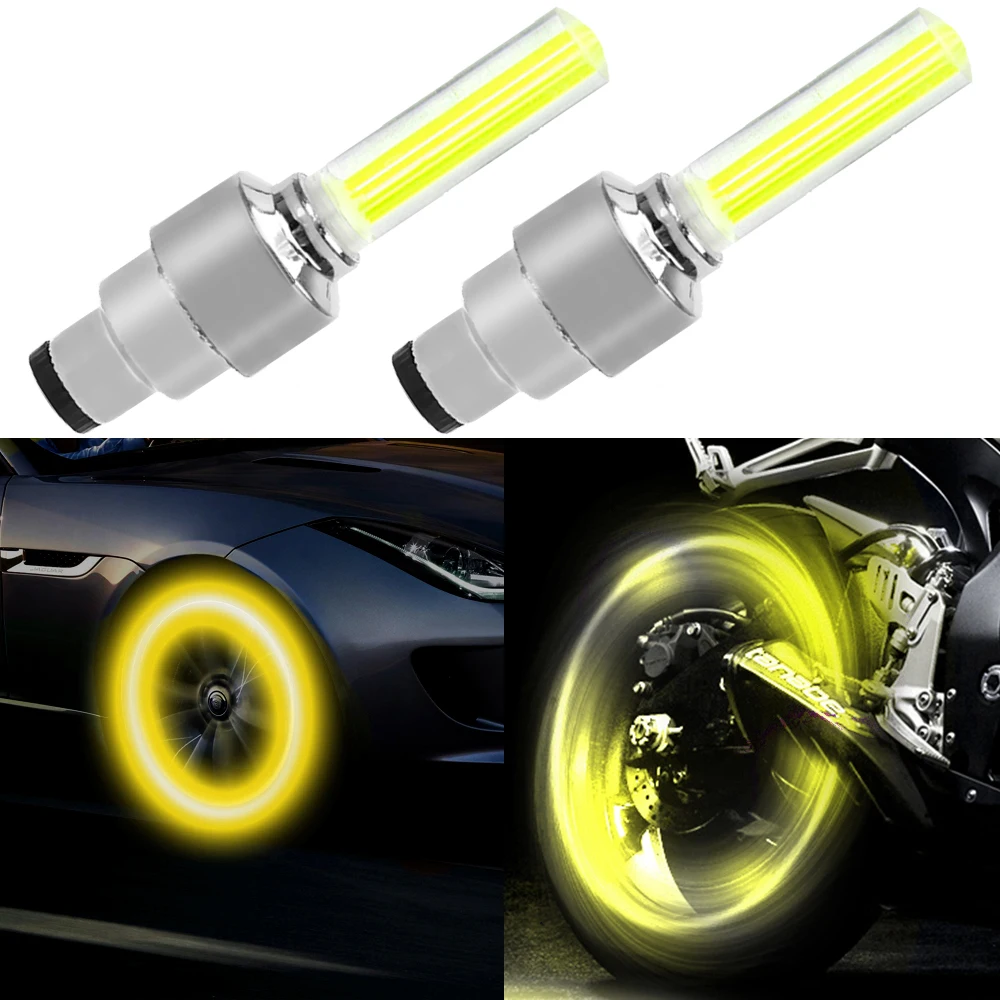 

2PCS Atmosphere Welcome Light Hub Lamp Auto Car Wheel Light Moto Bike Light Tire Valve Decorative Valve Cap Flash Spoke Led Neon