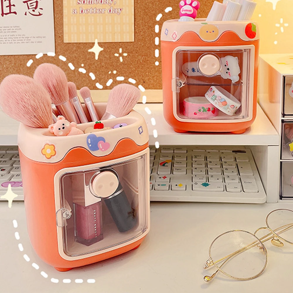 

Multifunctional Storage Box Removable Desktop Pen Holder Household Make-up Tools Organizer Creative Cartoon Multi Grid Container
