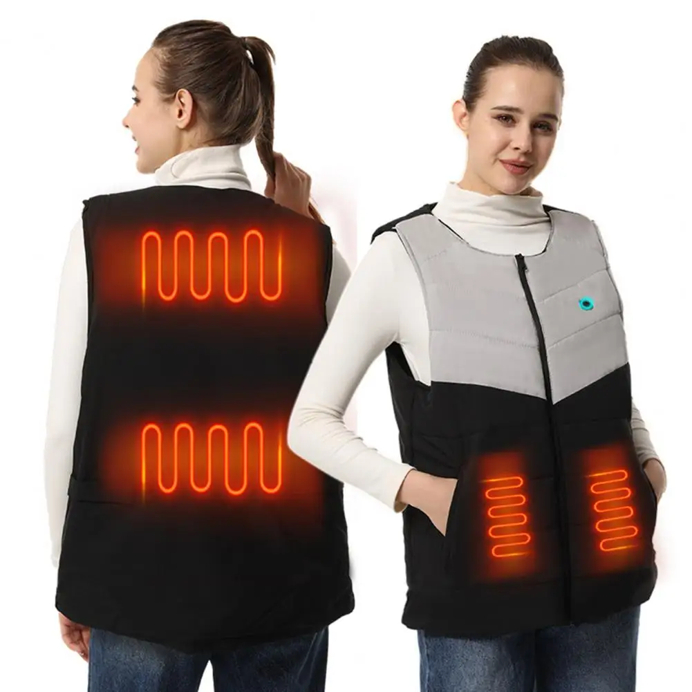 

Unisex Winter Heating Waistcoat Intelligent Thermostat 4 Heated Zones Casual Thick Warm USB Heating Vest Jacket for Parents