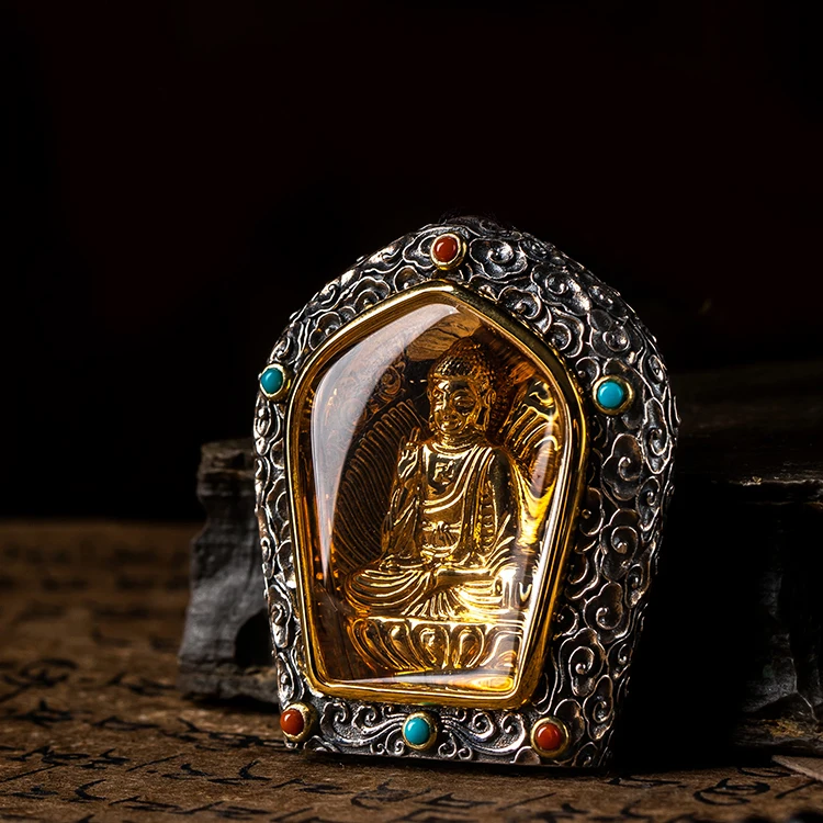 

New National Tide Retro Inlaid Copper Zodiac Birth Amulet Pendant Male Necklace Female High-end Patron Saint Gift Accessories