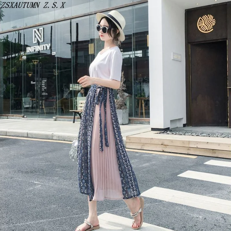 

Женская юбка с завышенной талией, плиссированная юбка до середины бедра с запахом и разрезом, пикантная бальная юбка во французском стиле