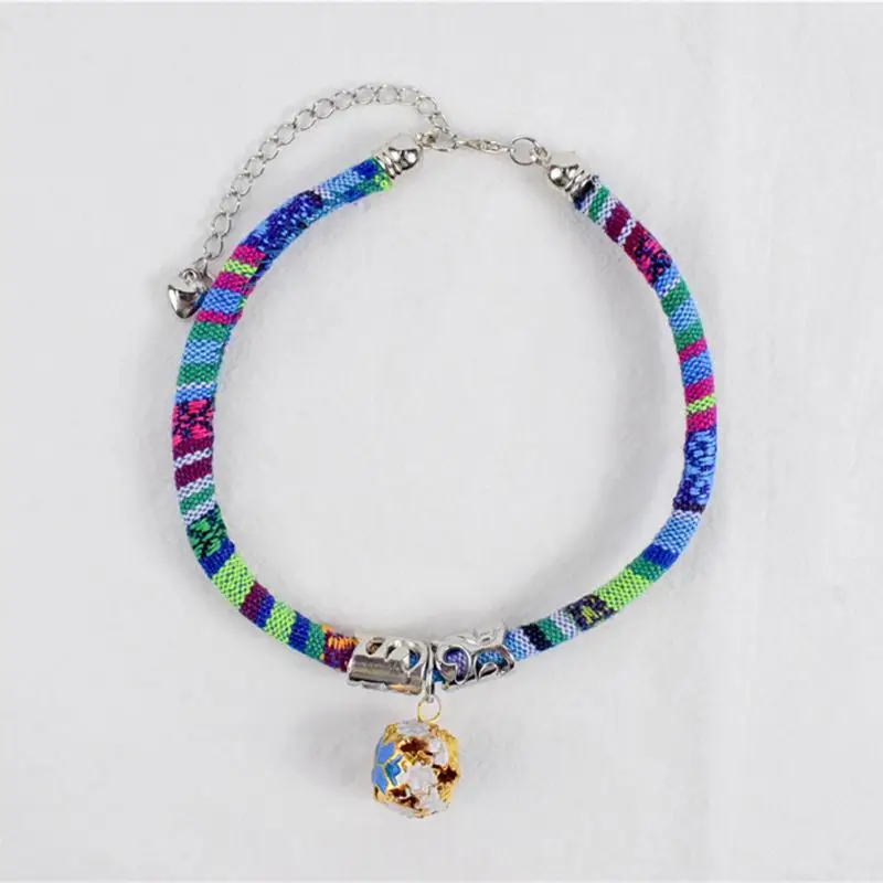 Универсальный тканевый ошейник с колокольчиком для домашних животных синий