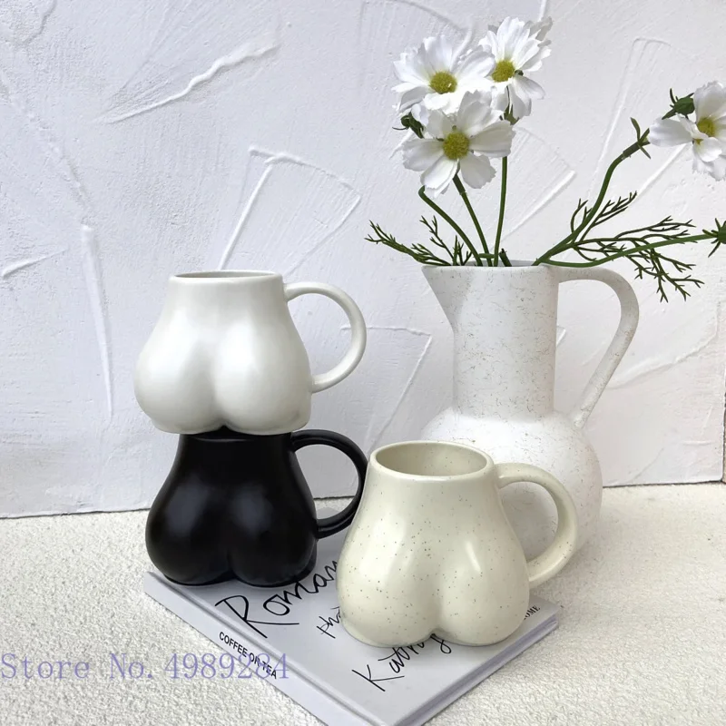 

250ml Creative Ceramic Mug Milk Taste Butt Body Shape Nude Lovely Cup Handle Design Desktop Storage Home Decoration Coffee Cups