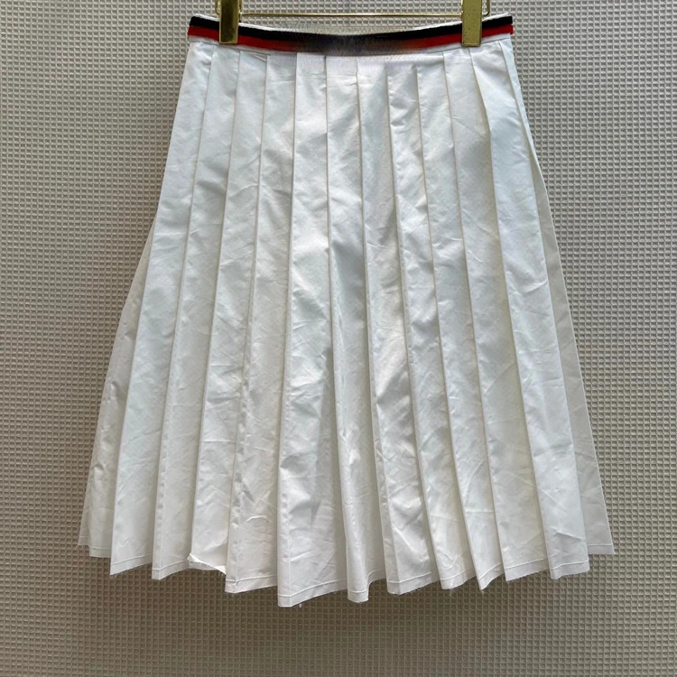 

High-end Vintage White Long Summer Skirt for Women 2022 Elegant Casual A-line Skirts Top Quality High Waist Cotton A-line Skirt
