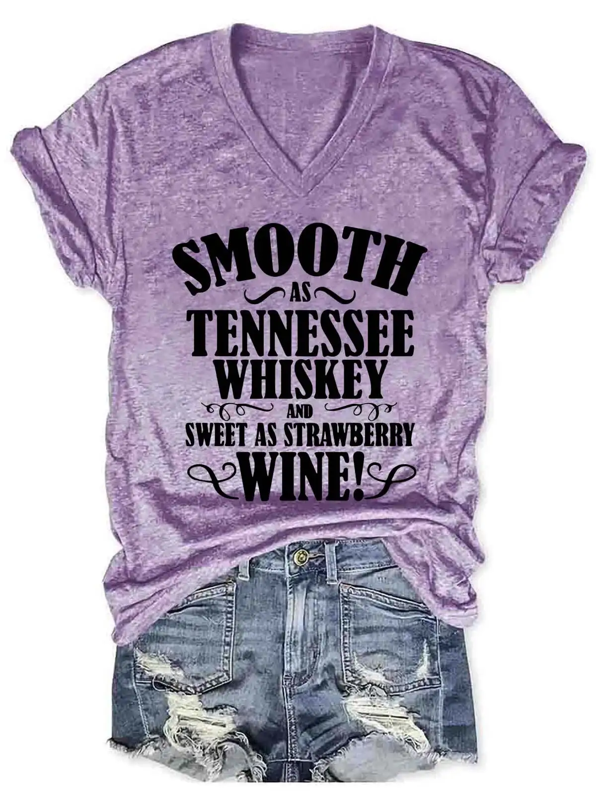 

Pdmcms Apparel Women's Smooth As Tennessee Whiskey Sweet As Strawberry Wine V-Neck T-Shirt