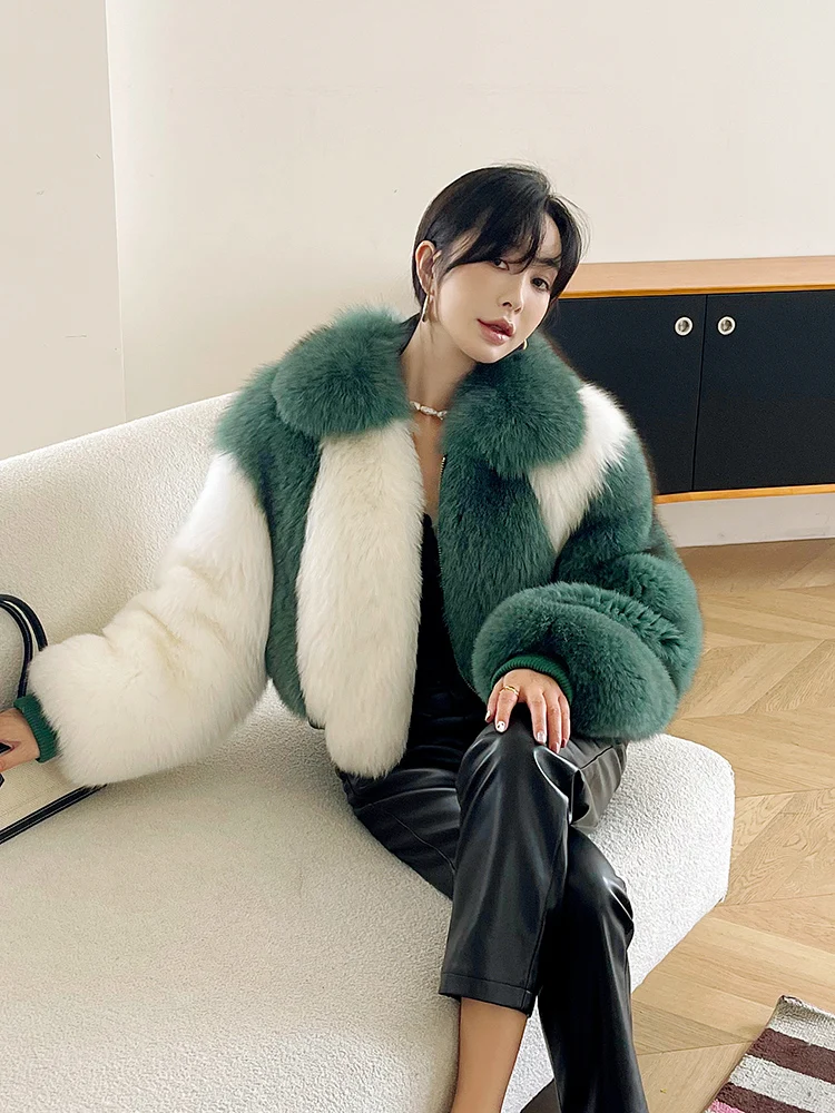 Women's fall winter Warm Natural Fox Fur Coat top quality Luxury Fashion natural fur jackets Wholesale  AN12