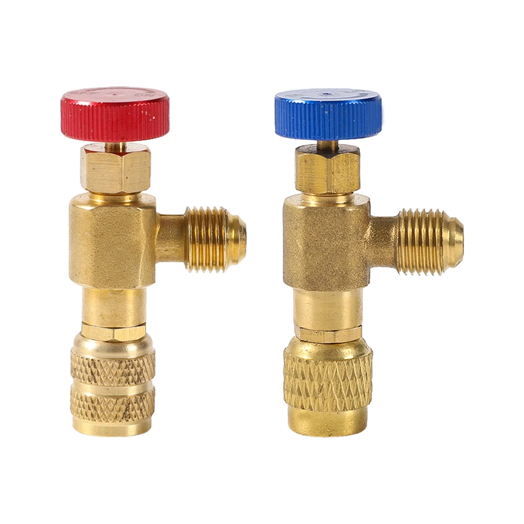 

Pack of 2 Copper Coolant Safety Valve Portable Removable Anti-rust 6mpa Handled Rotatable Air-conditioner Adapter