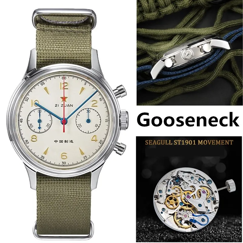 

Мужские Водонепроницаемые механические часы-хронограф с воротником «гусиная шея»