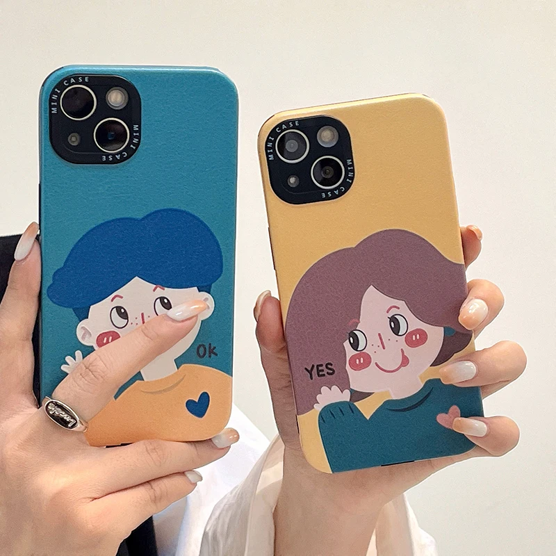 

Skin pattern couple cartoon OK boy OK girl Phone Case For iPhone 11 11pro Max 12 12pro 12pro Max 13pro 13pro Max