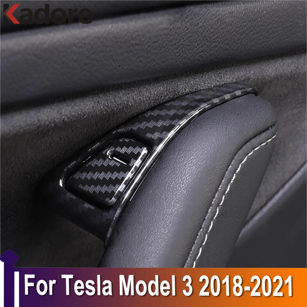 

Для Tesla модель 3 2018 2019 2020 2021 углеродного волокна Автомобильный Дверной замок для межкомнатной двери, кнопка включения рамки Стикеры отделкой...