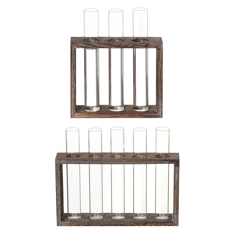 

Стеклянная плантационная станция, Современная ваза для цветочных бутонов в деревянной подставке, настольный Террариум для гидропонных рас...