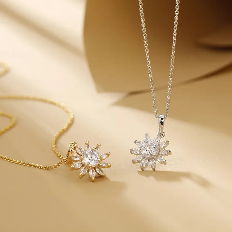 Лидер продаж роскошный кулон с цветком циркона легкий нишевый дизайн