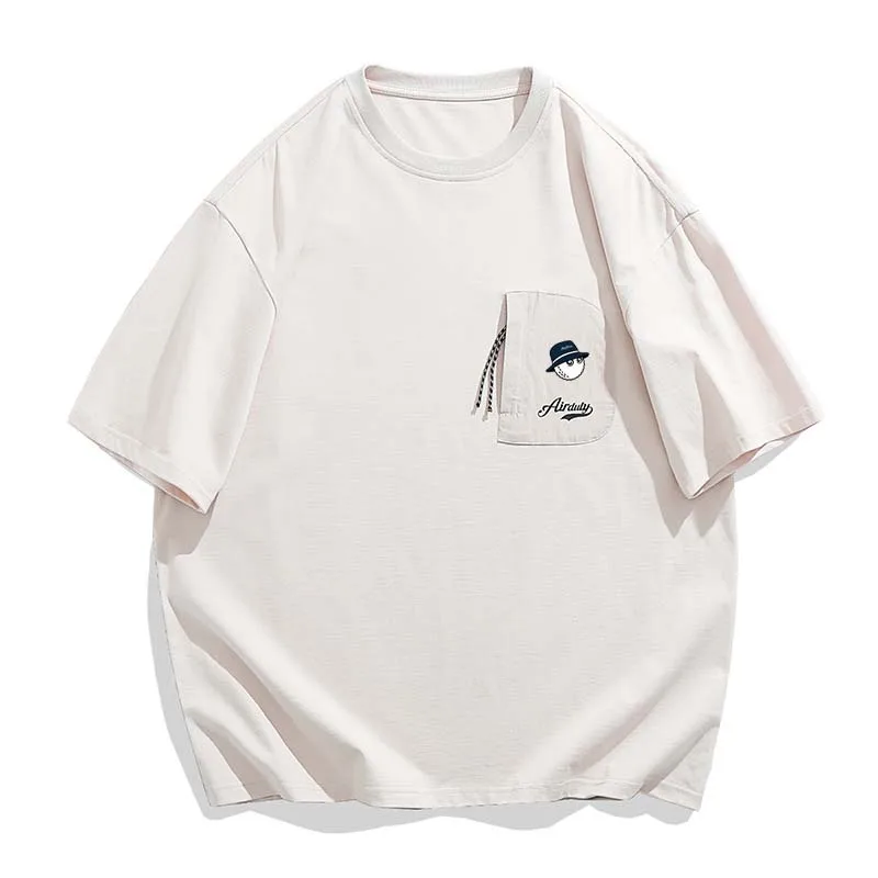 2023 New Men's T-shirt Golf Malbon O-neck Design Men Tshirt Casual Fitting Retro 100% Cotton Breathable Solid Color Shirt Male