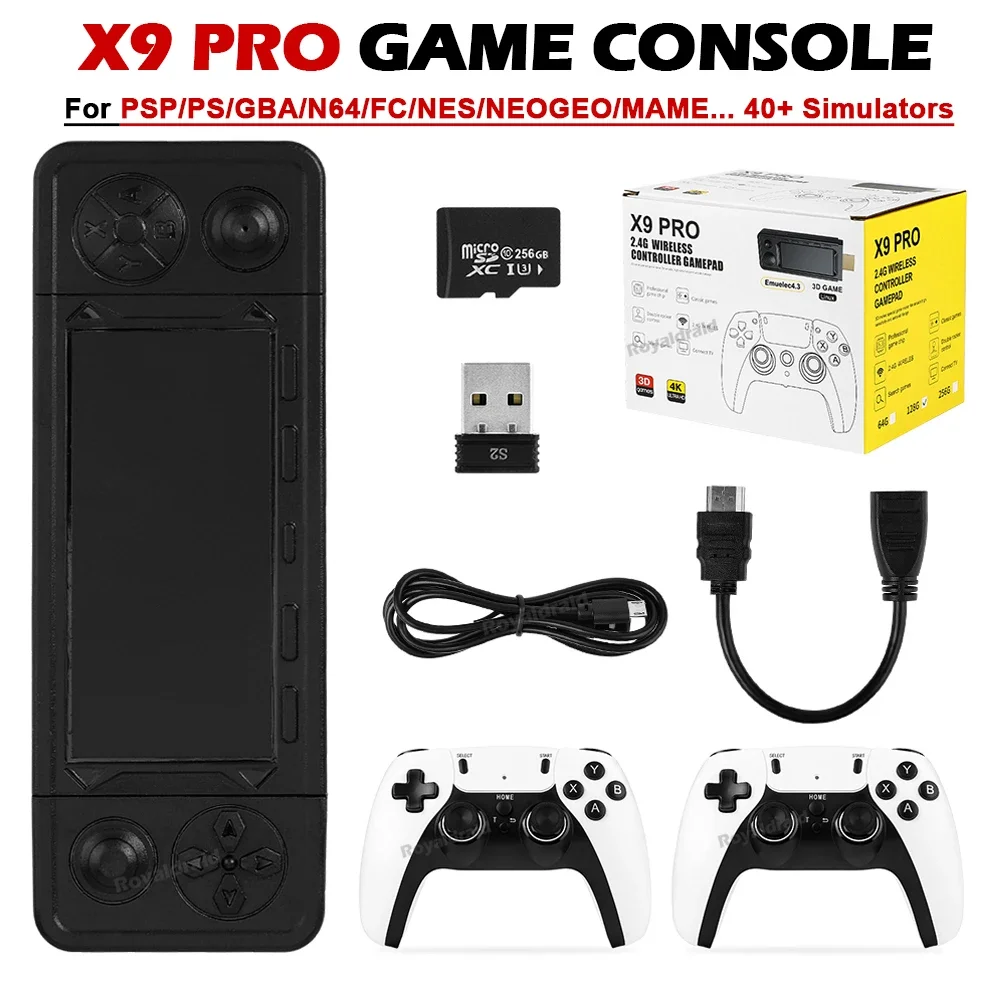 X9 Pro Gamestick 4k Hd Тв-консоль 128g 256g — 3d Ретро-игры Библиотека Psp/ps1/n64/nds С Двумя