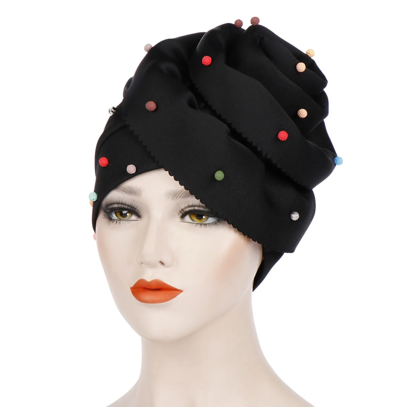 

Flower Beaded Cap Cap Toe Cotton BeadedBig Solid Candy Muslim Turban Color Color Womens Space Hat One Size Hats for Running Men