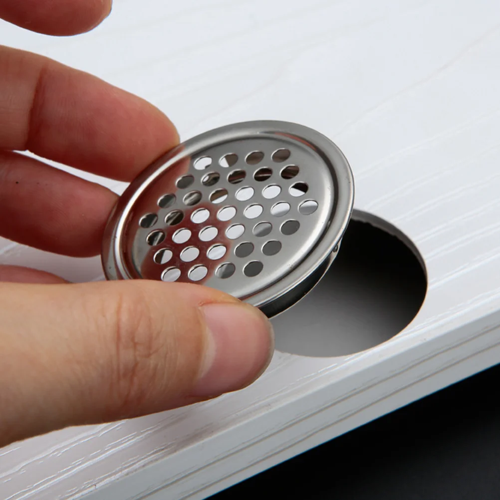 

100 Pcs Furniture Hole Plugs Round Vent Holes Cabinet Mesh Metal Closet Air Stainless Steel Wardrobe