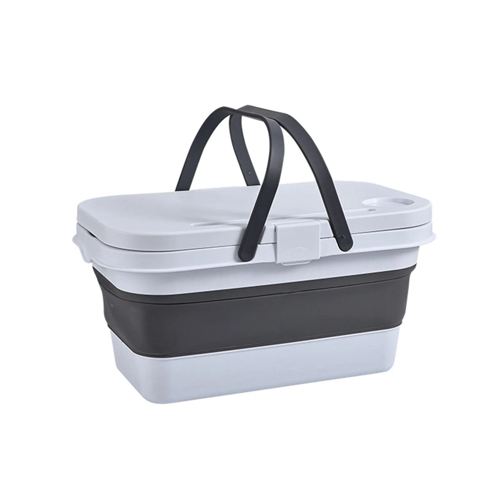 

Folding Picnic Basket With Table Storage Bins Portable Basket With Lid Ergonomic Handles Car Trunk Organizer For Camping Trip