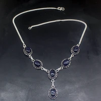 gemstonefactory jewelry big promotion 925 silver vintage adorable black sun sitara ladies women chain necklace 34cm 20215223