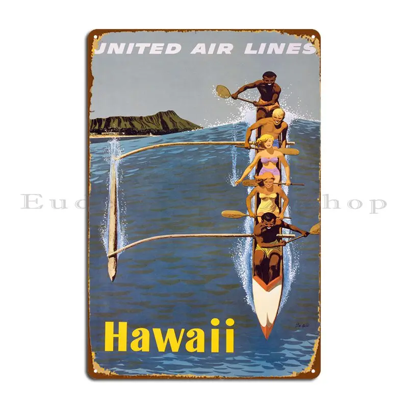 

Escape To Hawaii With Unit Metal Plaque Poster Iron Bar Designing Party Plates Garage Tin Sign Poster