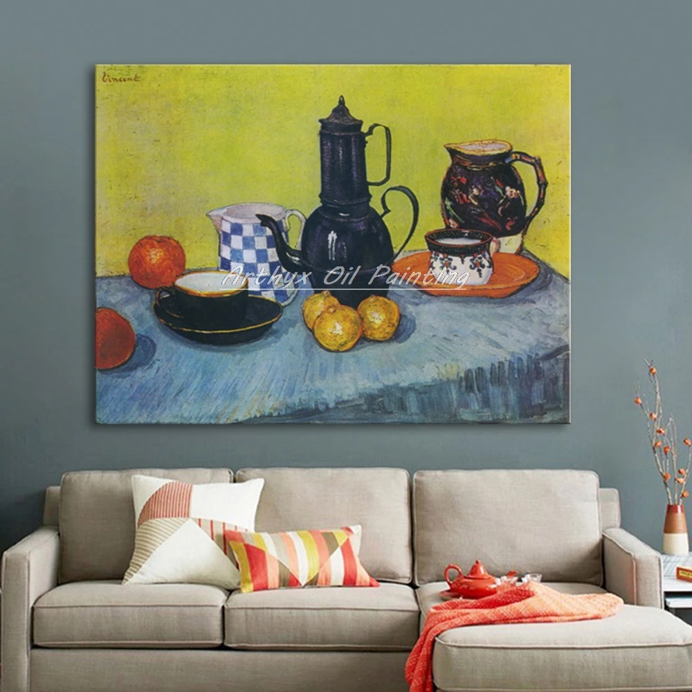 

Enamel Coffeepot Earthenware And Fruit Of Vincent Van Gogh Hand Made Reproduction Oil Painting On Canvas,Wall Art For Home Decor