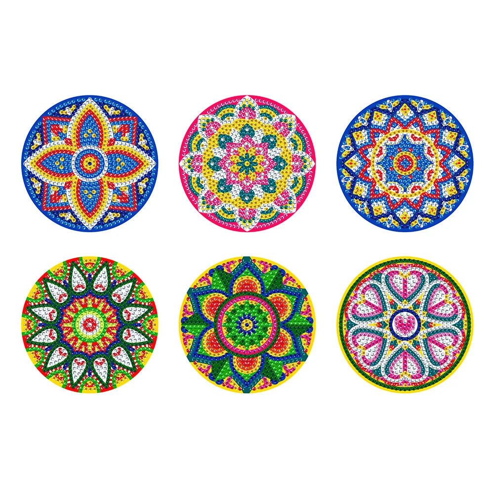 

6PCS DIY Diamond Painting Coasters Mandala Owl Butterfly Pattern Drink Cup Cushion Non-slip Table Placemat Insulation Pad Decor