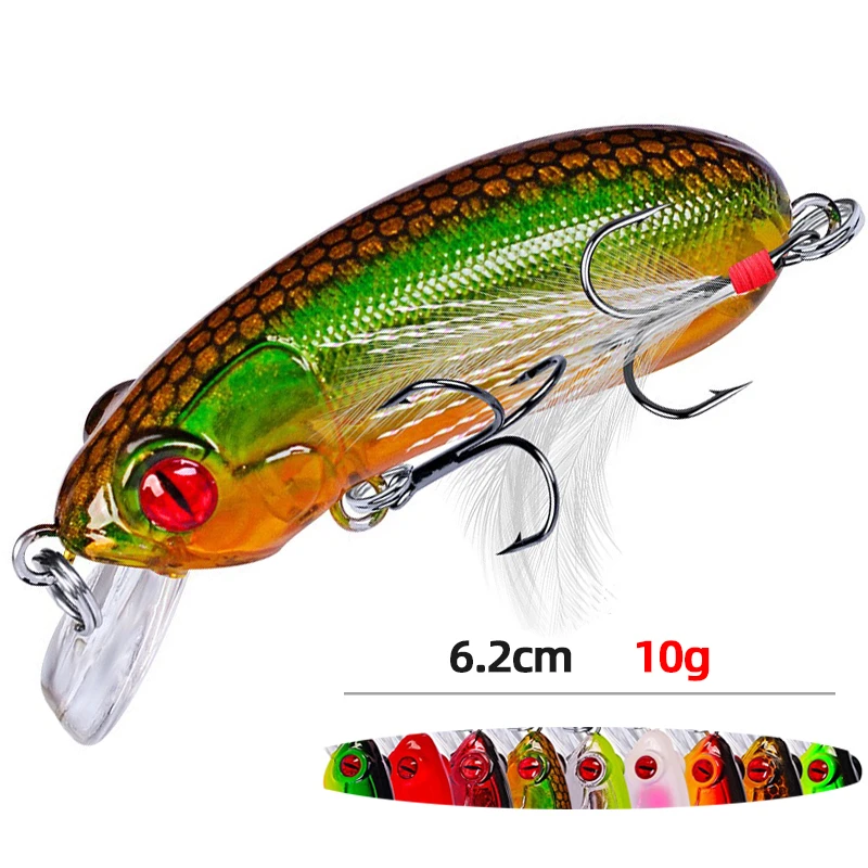 

6.2cm 10g Minnow floating Depth up to 1.2m Top artificial Fishing lures crank quality wobblers baits crankbaits fishing tackle