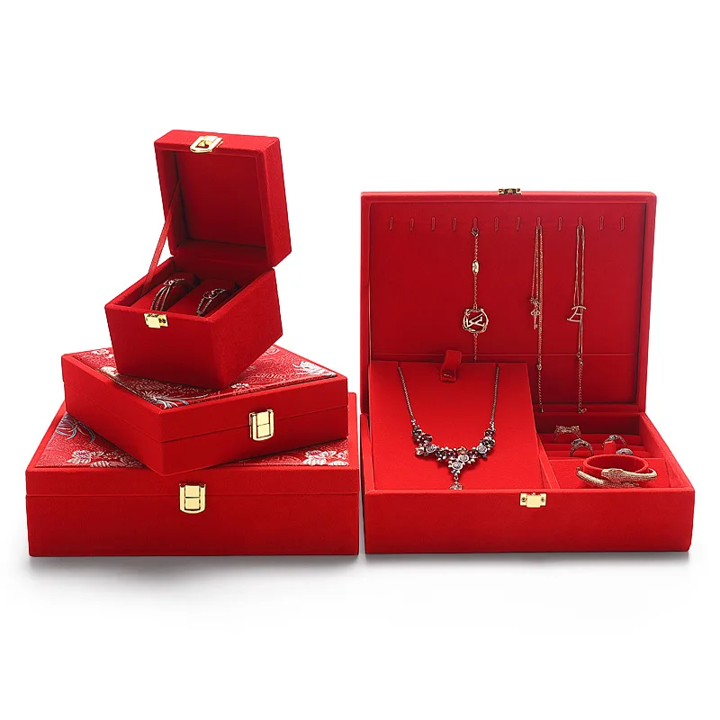Hardware Dowry Jewelry Box Wedding Emblem Wedding Gift Box Ring Necklace Bracelet Jewelry Set Box