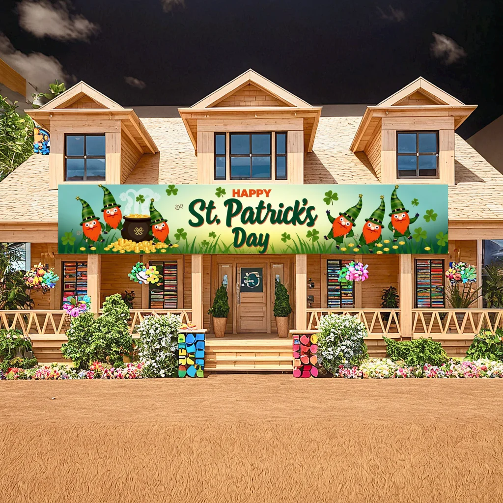 Легкий фон традиционный тканевый зеленый Happy Leprechaun для дома