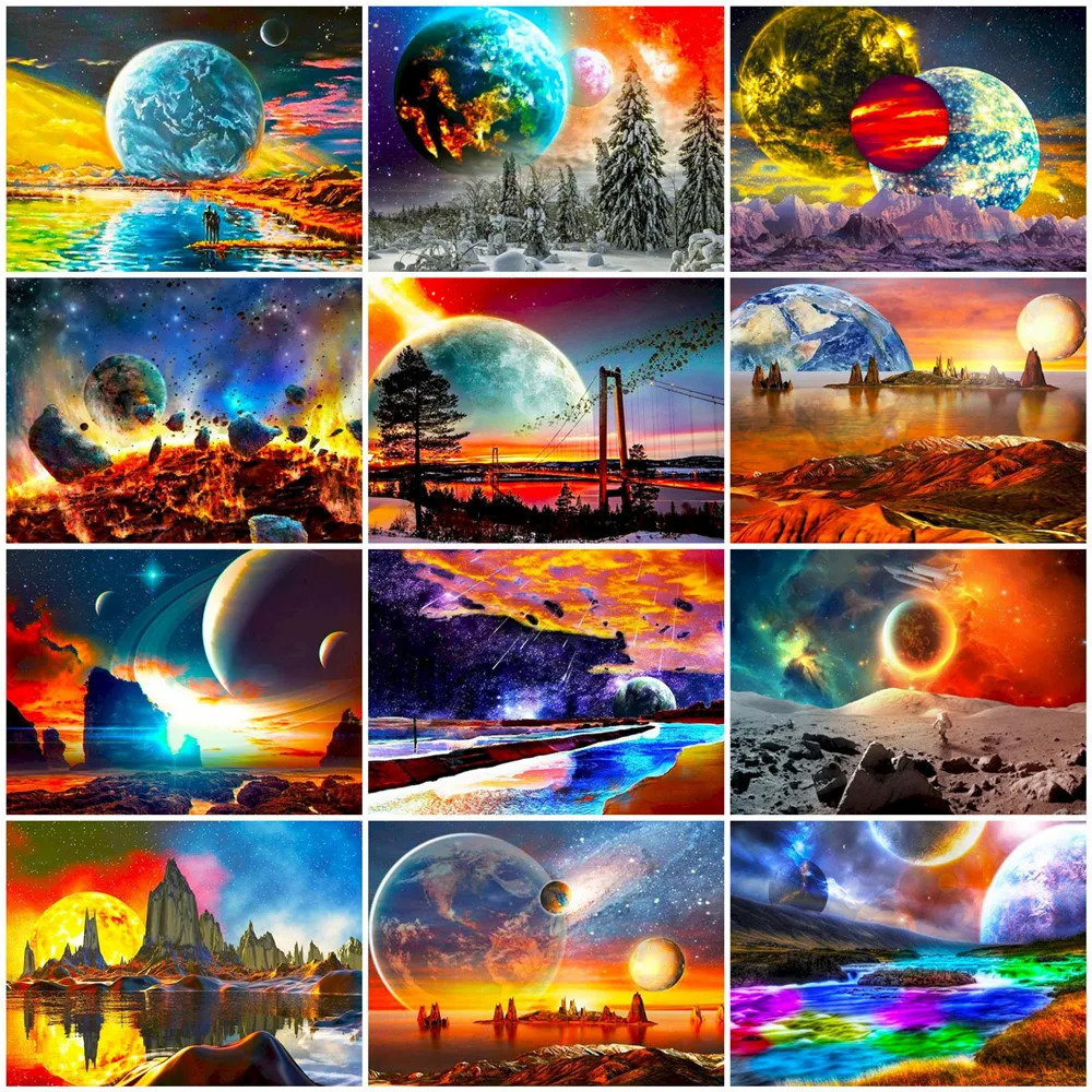 

5D Diy Diamond Painting Universe Cross Stitch Diamond Embroidery Kit Landscape Mosaic Planet Handicraft Pictures For The Home