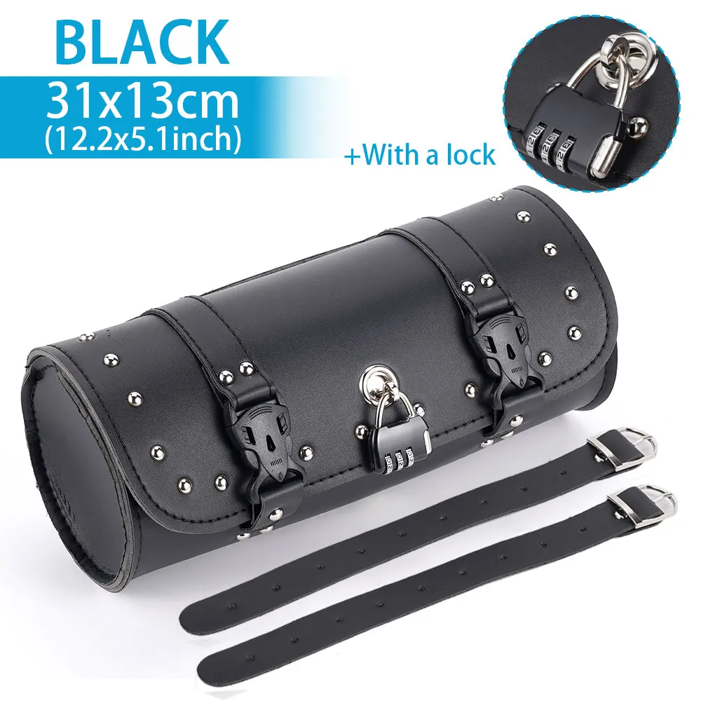 Мотоциклетный чемодан, сумка для хранения, сумка для мото, рюкзак на руль, сумка для инструментов, сумка из искусственной кожи, водонепроницаемая Боковая Сумка, черный
