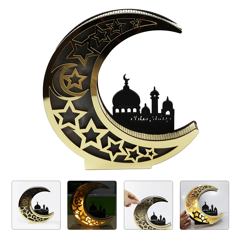 

Ramadan Eid Mubarak Decor Eid Moon Night Lights Tabletop Moon Night Lamp Ornament Gift for Eid Mubarak Party Supplies