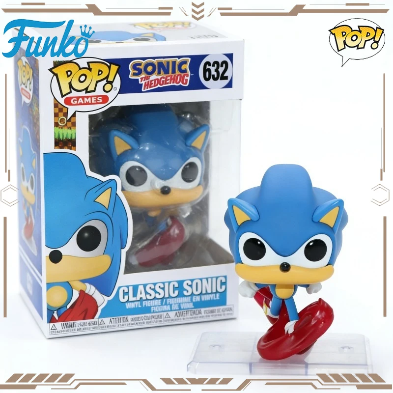 Фото Оригинальная фигурка FUNKO POP Sonic The Hedgehog Classic Sonic 632, игрушки для мальчиков и девочек, подарок, коллекционная модель, украшения №1