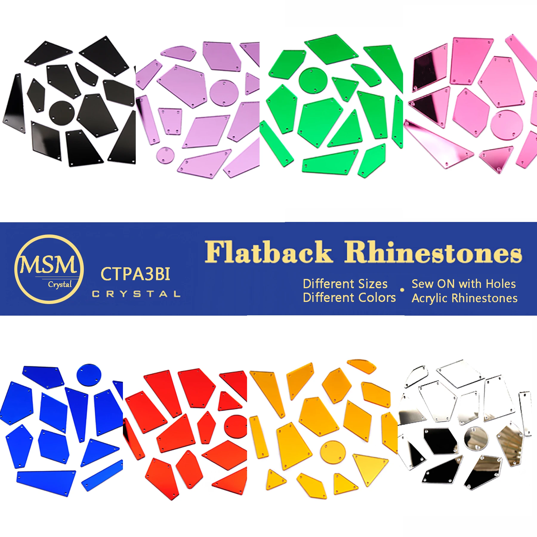 

30pcs Colorful Acrylic Mirror Irregular Shape Flatback Sewing Accessories Sew On Acrylic For Garment/Clothes/Bags Decorations