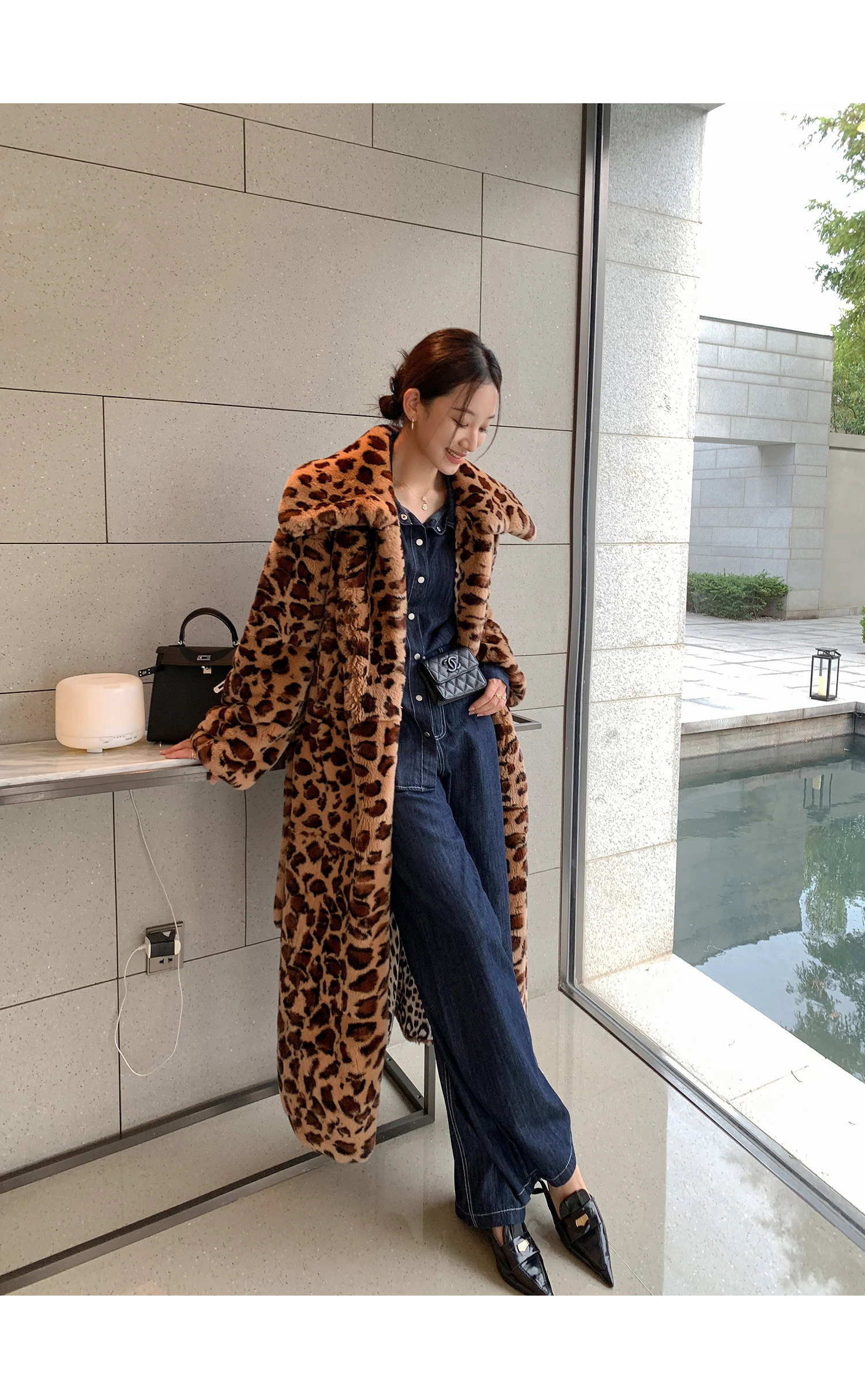 Новинка зимнее женское пальто из натурального меха кролика Рекс модное длинное с