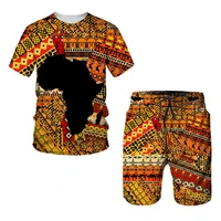 summer mens sportswear suit african print clothing t shirt shorts 2 piece outfit fashion casualafrica dashiki streetwear set