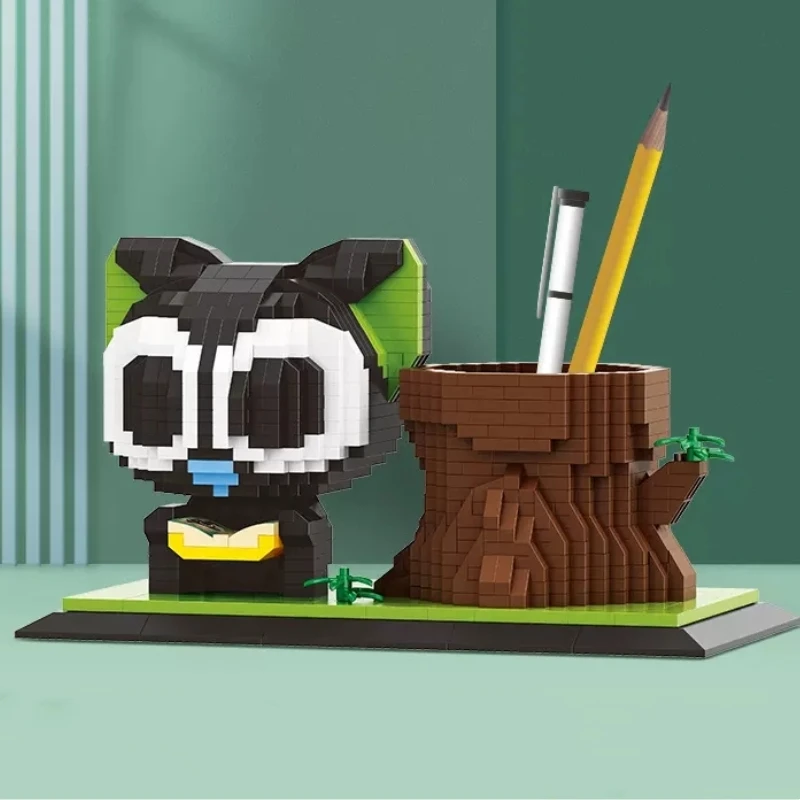 

Movie The Legend of Hei Series Building Block Pen Holder Fashion Cute Kitten Mosaic Model Toy Gift Peripheral Desktop Decoration