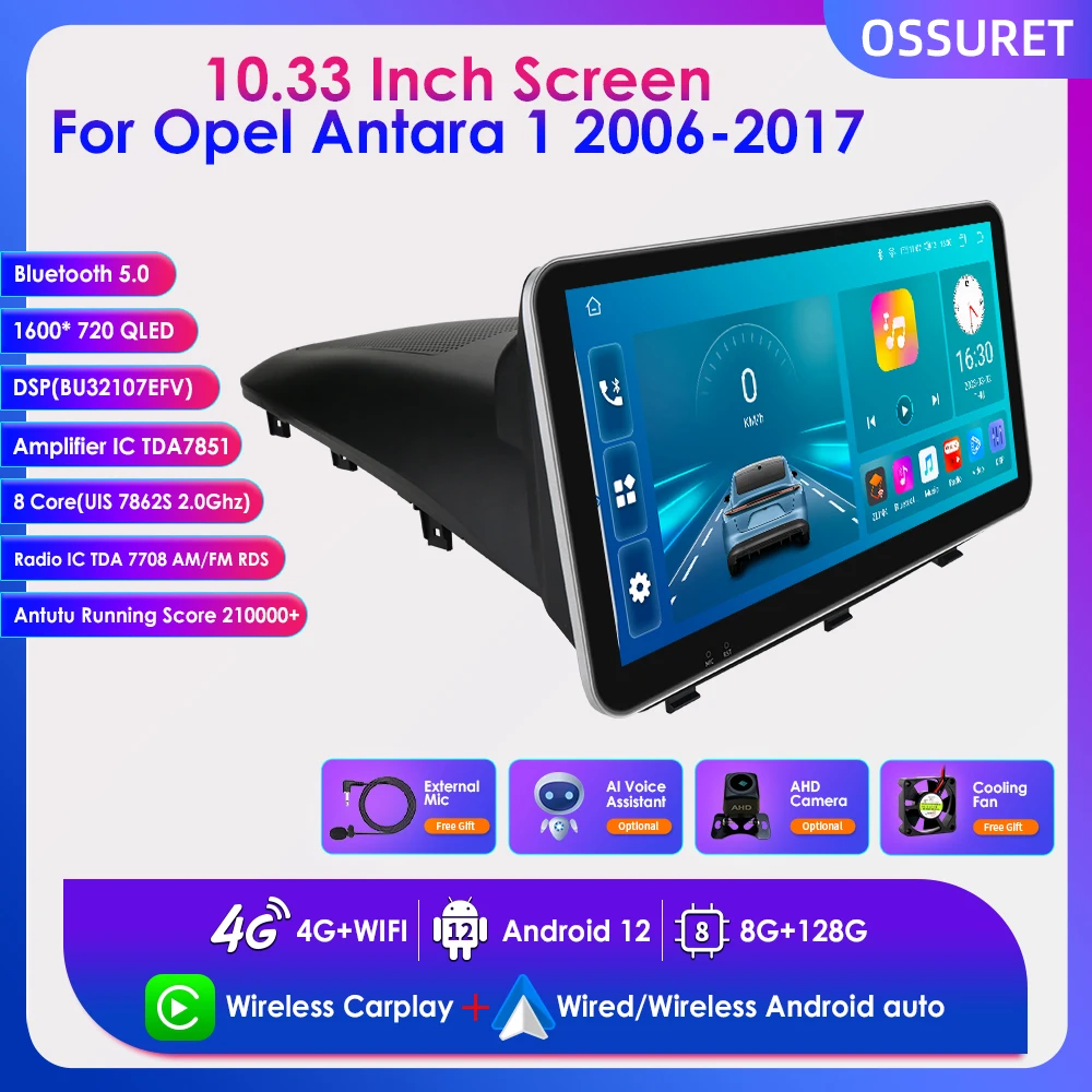 

10.33" Car Radio 2 Din Android 12 Carplay Screen for Opel Antara 1 2006-2017 Multimedia Player GPS Navigation Stereo BT 8G 128G