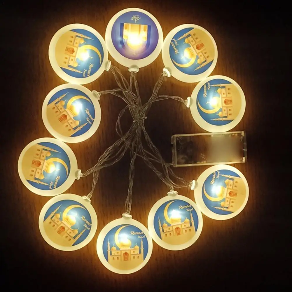 

1.5m 10led Eid Mubarak Led Light String Muslim Ramadan Holiday Garland Light Lighting Night Lamp Moon Lights Home Decoratio W9n9