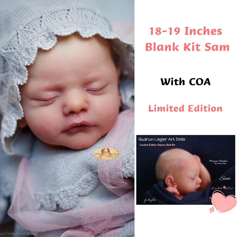 [With Coa] New Bebe Reborn Kit Sam 19 Inches Vinyl Sleeping Baby Blank Unpainted Unfinished Molds