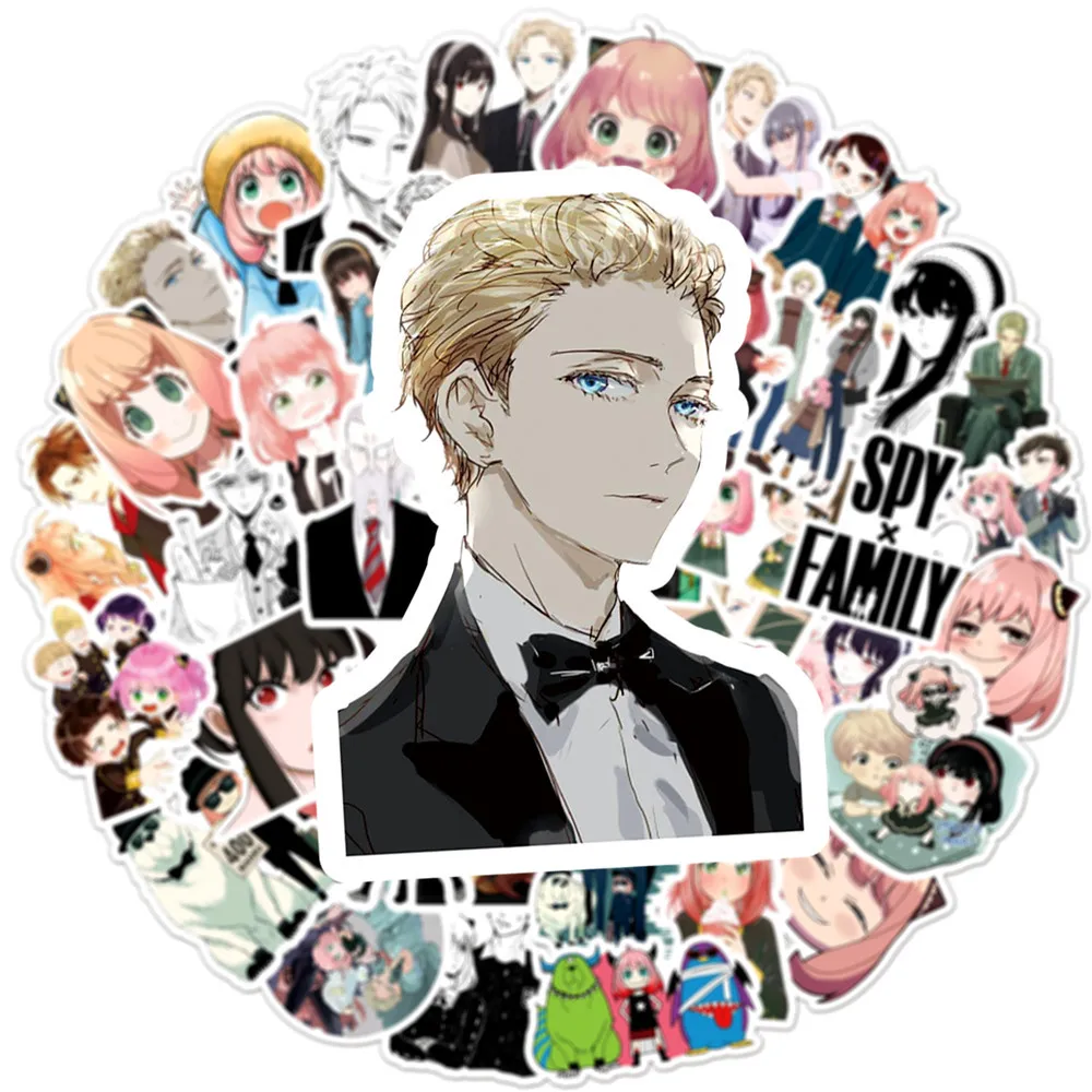 

50Pcs Spy X Amily Anime Stickers Loid Forger Anya Yor Briar Thorn Princess Twilight Waterproof Cartoon Toy Luggage Guitar Gift