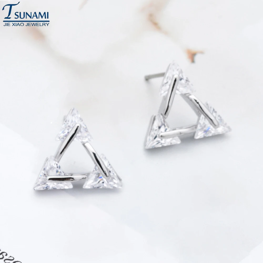 Изящные Модные треугольные серьги из циркония для женщин Креативный дизайн
