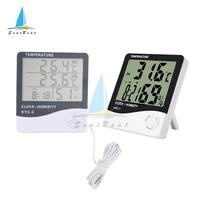 LCD Electronic Digital Temperature Humidity Meter Thermometer Hygrometer Indoor Outdoor Weather Station Clock HTC-1 HTC-2