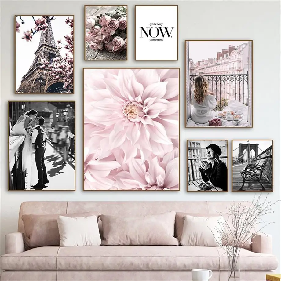 

Flower Tower Brooklyn Bridge Bench Vintage Wall Art Canvas Painting Nordic Posters And Prints Wall Picture For Living Room Decor
