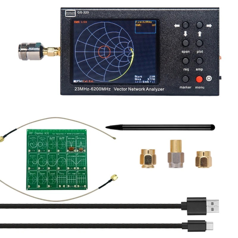 

6G Vector Network Analyzer GS-320 VNA SWR GPS WIFI 2.4G Beidou Antenna Analyzer 23-6200 Mhz Vector Network Analyzer