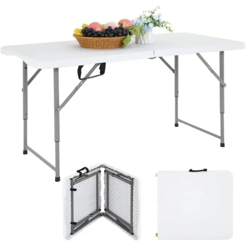 

4ft Folding Table, Adjustable Height, Indoor/Outdoor Picnic Camping Bench,White