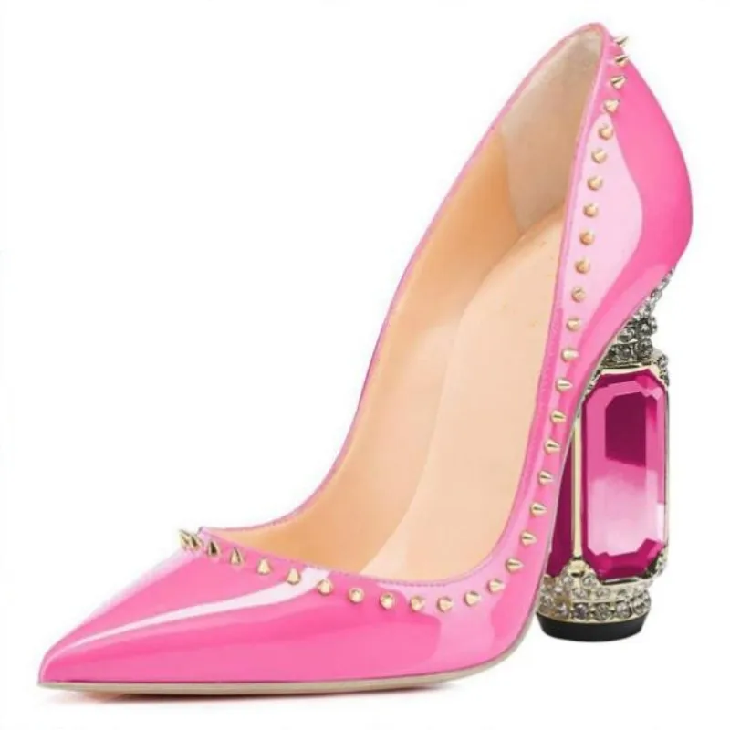 

Обувь SHOFOO, модные женские туфли на высоком каблуке. Высота каблука около 10,5 см. Туфли-лодочки с острым носком. Хрустальная пятка. Женская обувь Four Seasons.